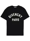 Givenchy Men Black Crewneck T-shirt With Maxi Logo Lettering On The Front In Cotton Man In Black