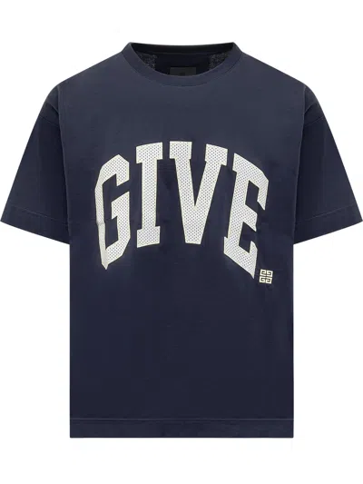 Givenchy T-shirt With Logo In Blu