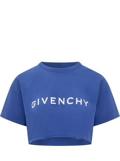 Givenchy Cropped Cr Tee In Blue