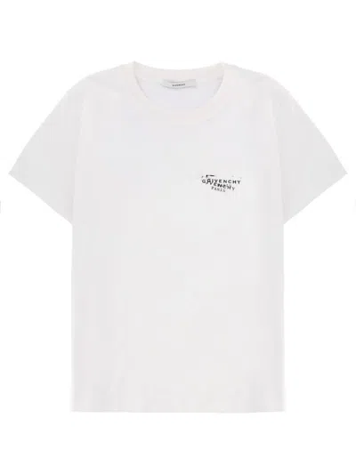 Givenchy White Crew Neck T-shirt With Logo On Front And Back In Cotton Woman In Gray