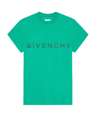 Givenchy T-shirt With Round Neck And Short Sleeves In Green