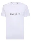 Givenchy White Crewneck T-shirt With Logo Print In Cotton Man