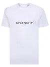 Givenchy White Crewneck T-shirt With Logo Print In Cotton Man