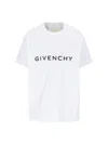 Givenchy White Crewneck T-shirt With Logo Print In Cotton Man In White