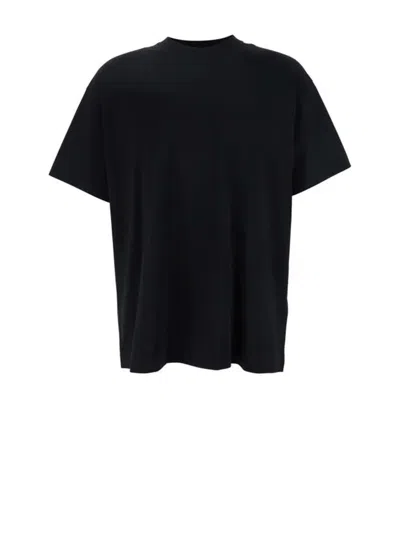 Givenchy Black Crewneck T-shirt With Embossed Logo On Front In Cotton Man