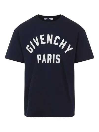 Givenchy Men Black Crewneck T-shirt With Maxi Logo Lettering On The Front In Cotton Man