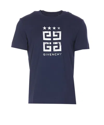Givenchy Slim Fit 4g Logo Cotton Graphic T-shirt In Blue