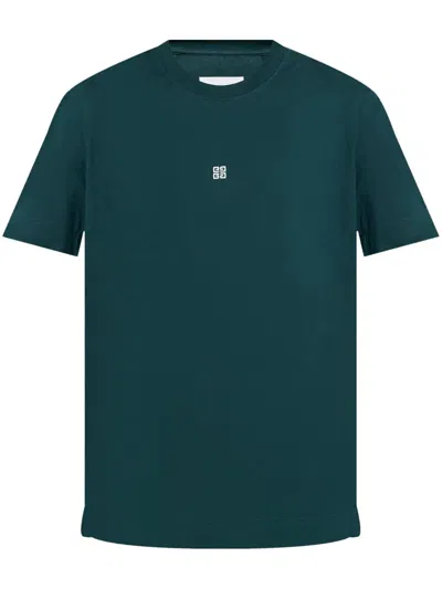 Givenchy 4g Embroidered Short-sleeved T-shirt In Fir Green