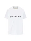 Givenchy White Crewneck T-shirt With Logo Print In Cotton Man In White