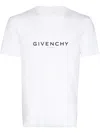 Givenchy White Crewneck T-shirt With Logo Print In Cotton Man In White
