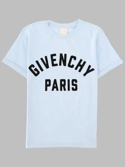 Givenchy Kids Mini Gros Grain T-shirt With Embroidered Front For Boys In Clear Blue