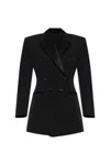 Givenchy Double-breasted Silk-blend Satin-trimmed Wool-twill Blazer In Black