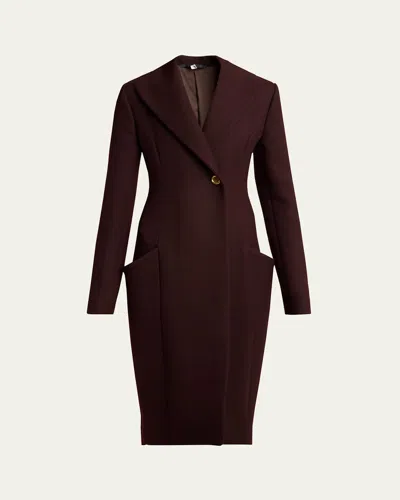 Givenchy Womens Notch-lapel Two-slip-pockets Regular-fit Wool Coat Russet Brown