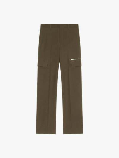 Givenchy Tailored Pants In Wool With Pocket Details In Khaki