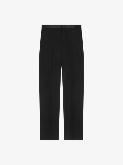 Givenchy Tailored Pants In Wool With Satin Waistband In Black