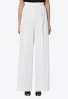 Givenchy Womens White Pleated Two-slip-pockets Wide-leg High-rise Cotton Trousers In White