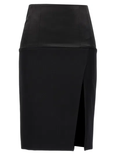 Givenchy Tailoring Front Slit Wool Skirt In Black