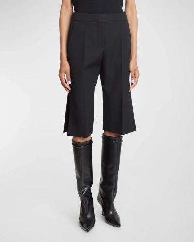 Givenchy Tailored Wool Bermuda Trousers With Split Hem In Black