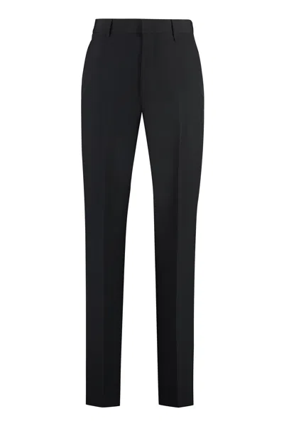 Givenchy Tailored Wool Trousers With Logoed Trim In Black