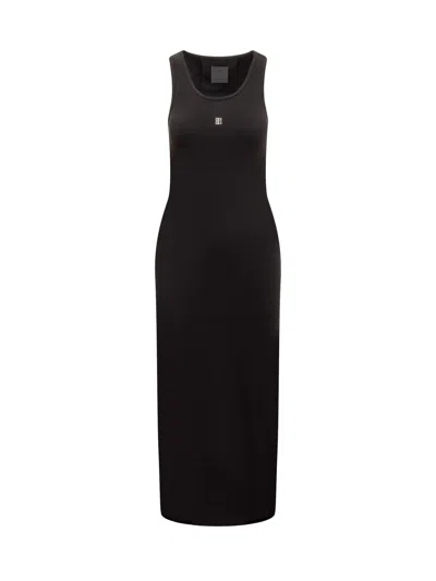 Givenchy Logo Plaque Slip Dress In Nero