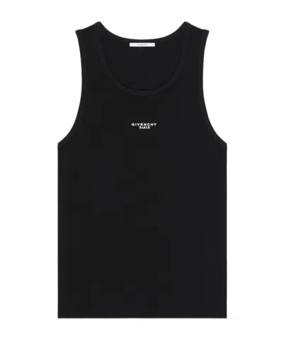 Givenchy Tank Top In Cotton With  Paris Print In Black