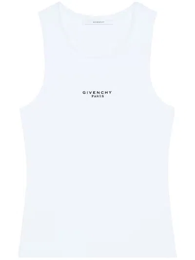 Givenchy Women Slim Tank Top With Logo Print In White