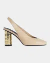 Givenchy Tape 65 Leather Slingback Pumps In Neutral