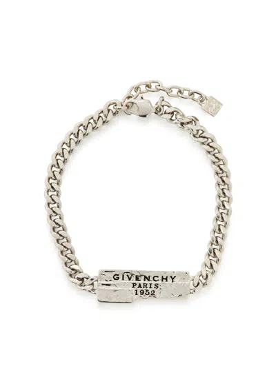 Givenchy Tape Designer-engraved Chain Bracelet In Silver