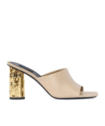 Givenchy Tape Heeled Mules In Leather In Beige