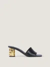 Givenchy 65mm Logo Heel Leather Mule Sandals In Black