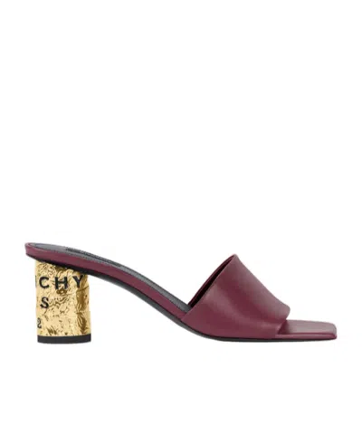 Givenchy Tape Heeled Mules In Leather In Burgundy