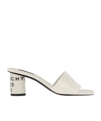 Givenchy Tape Heeled Mules In Leather In Ivory White