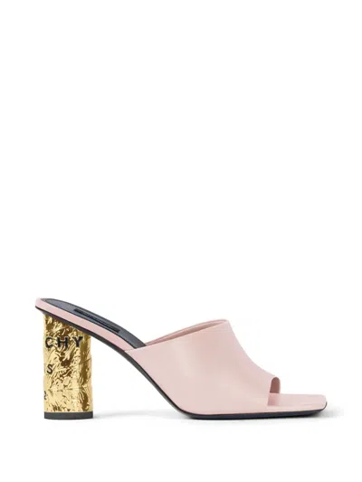 Givenchy Tape Heeled Mules In Leather In Rosa