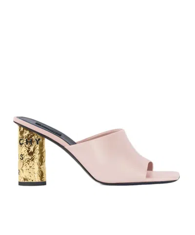 Givenchy Tape Heeled Mules In Leather In Silk Pink