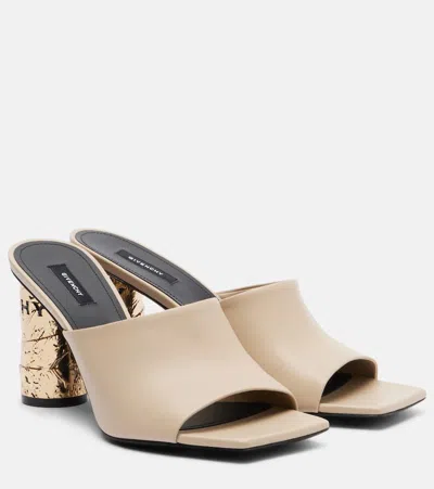 Givenchy Tape Heeled Mules In Mirror Effect Leather In Neutral
