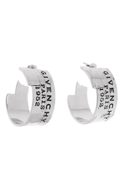 GIVENCHY GIVENCHY TAPE LOGO HOOP EARRINGS