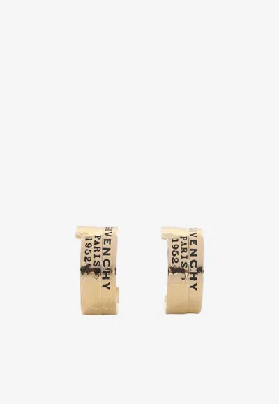 Givenchy Tape Logo Hoops Earrings In Gold