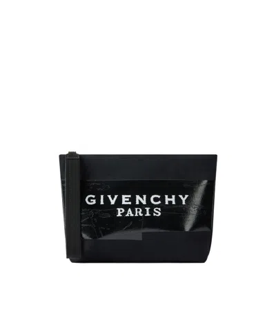 Givenchy Tape Pouch In Canvas In Black