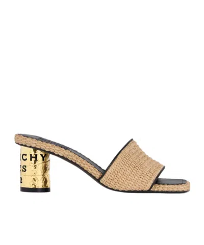 Givenchy Tape Raffia-effect Heeled Mules In Nude