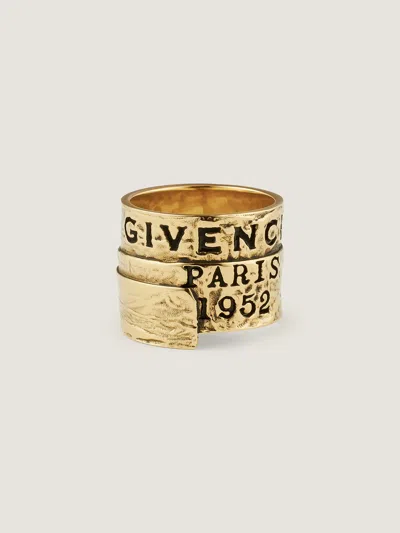 Givenchy Tape Ring In Metal And Enamel In Brown