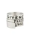 Givenchy Tape Ring In Metal And Enamel In Gray