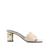 Givenchy Tape Heeled Mules In Mirror Effect Leather In Neutral