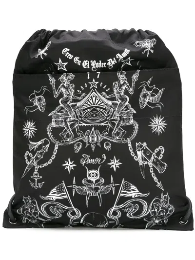 Givenchy Tattoo Print Drawstring Backpack In Black