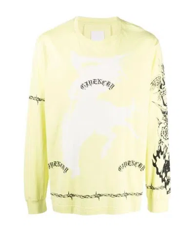 Givenchy Tattoo-print T-shirt In Yellow