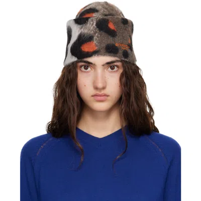 Givenchy Taupe & Orange Hairy Animal Beanie In Brown/pink