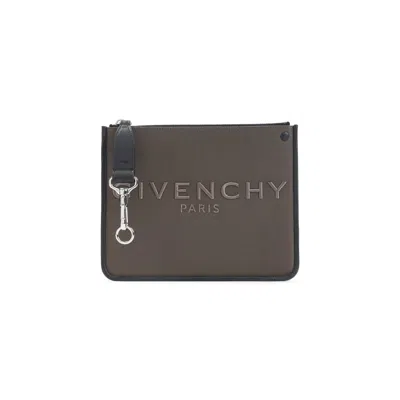 Givenchy Taupe Canvas Zipped Pouch