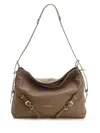 Givenchy Voyou Medium Shoulder Bag In Tumbled Leather In Tortora
