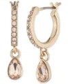 Givenchy Tear-shape Crystal Charm Pave Hoop Earrings In Dark Pink
