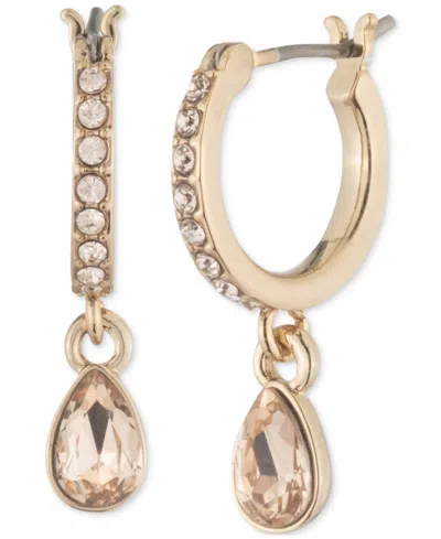 Givenchy Tear-shape Crystal Charm Pave Hoop Earrings In Gold