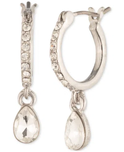 Givenchy Tear-shape Crystal Charm Pave Hoop Earrings In Neutral